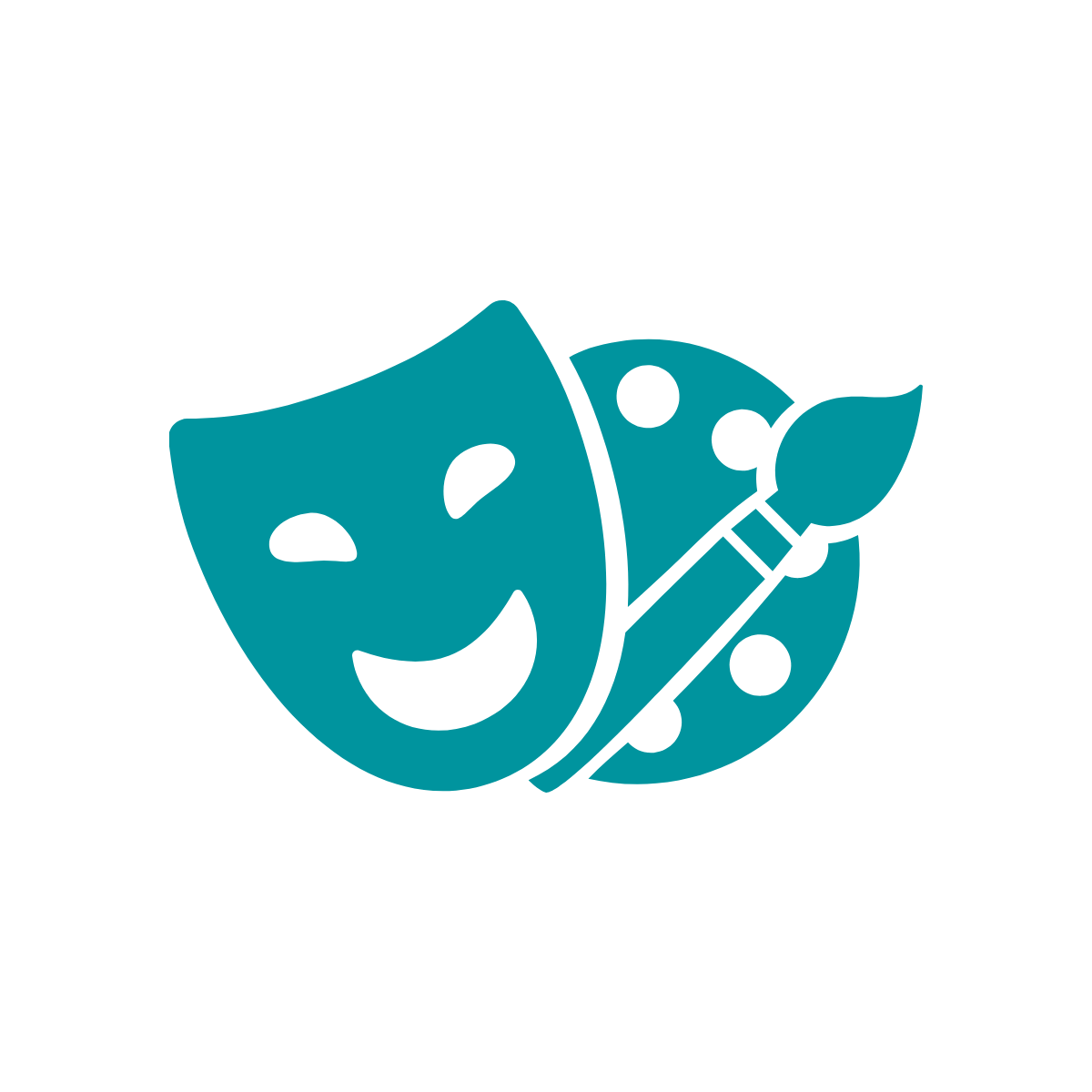 Theatre mask and paint palette icon