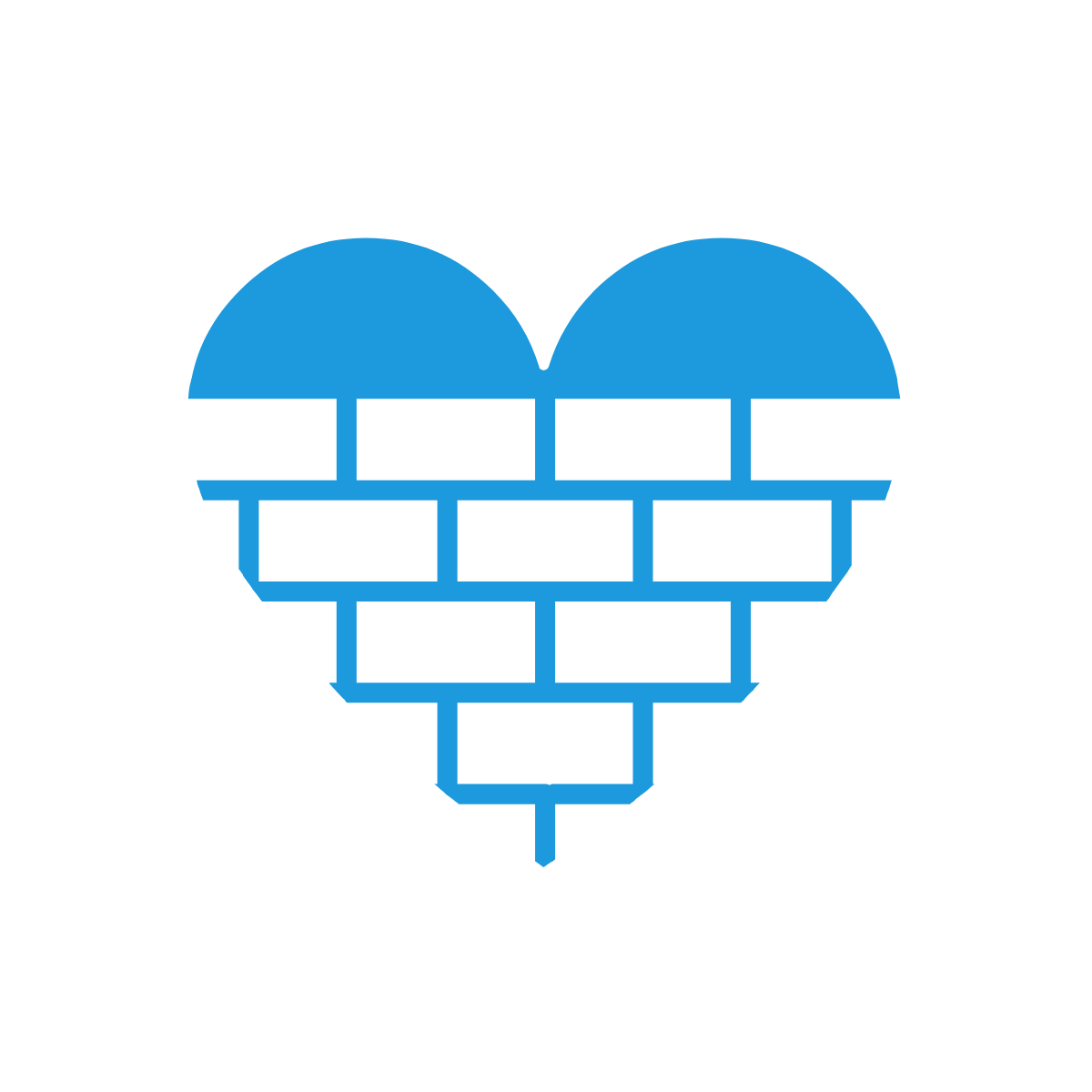 Blue heart icon, made of bricks