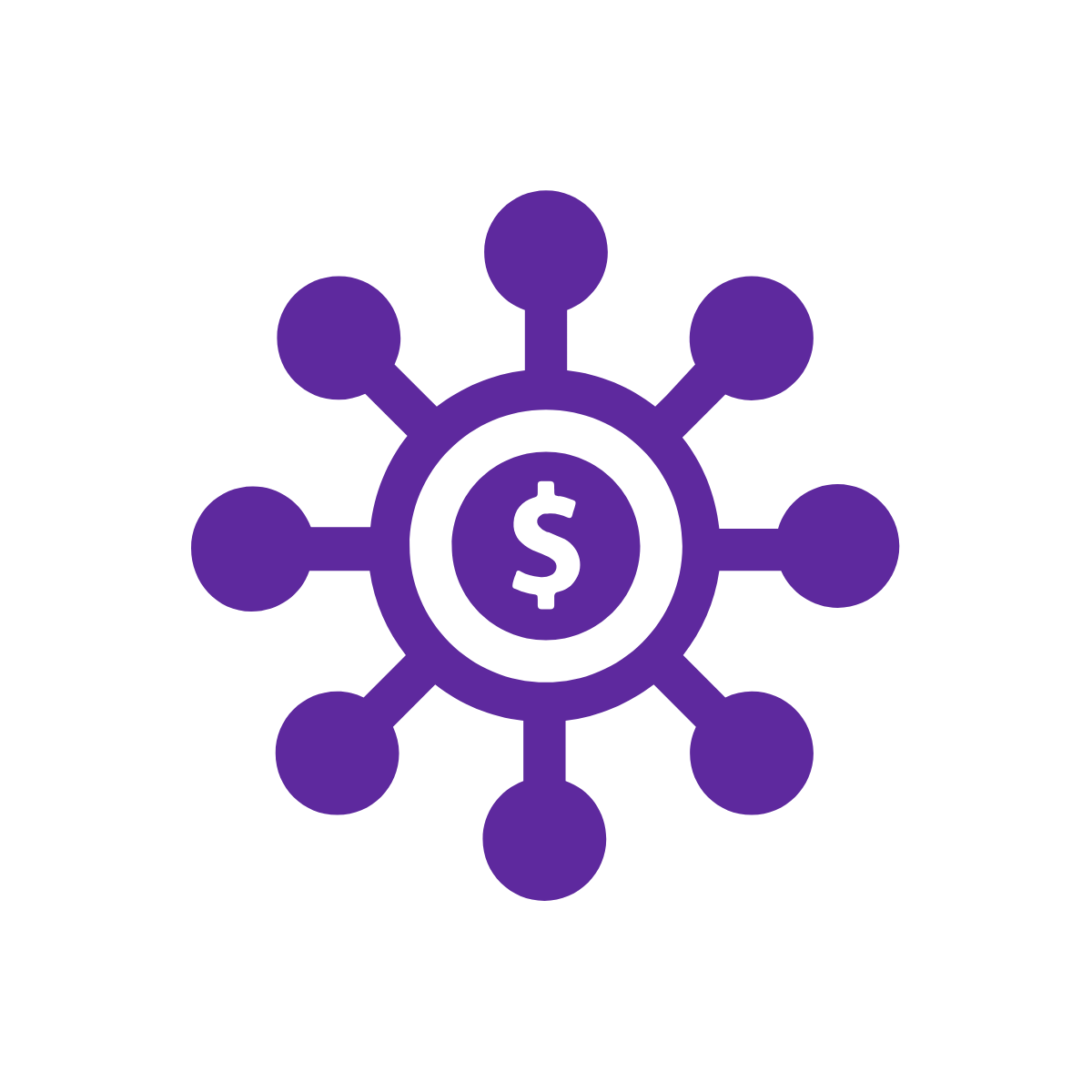 Icon of dollar sign with circles connected to it