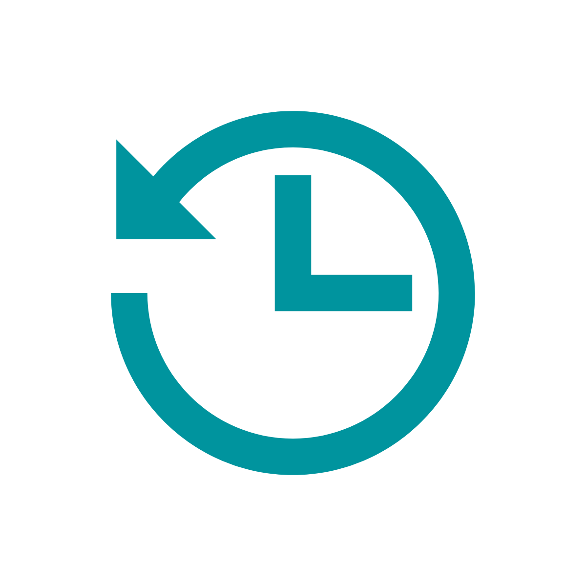 Icon of clock with arrow pointing backwards