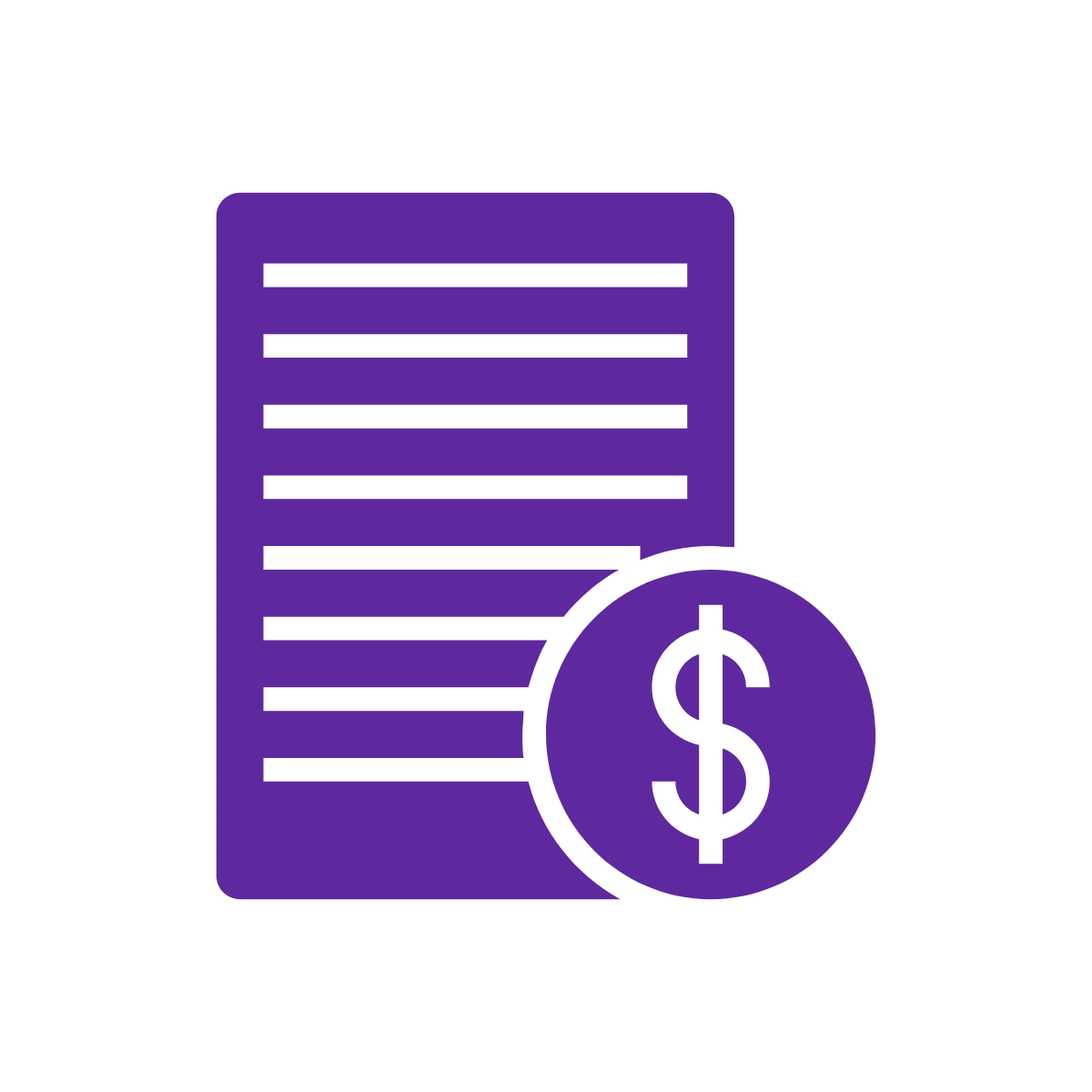 Icon of document with dollar sign