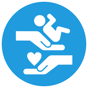 Baby, hands, and heart icon