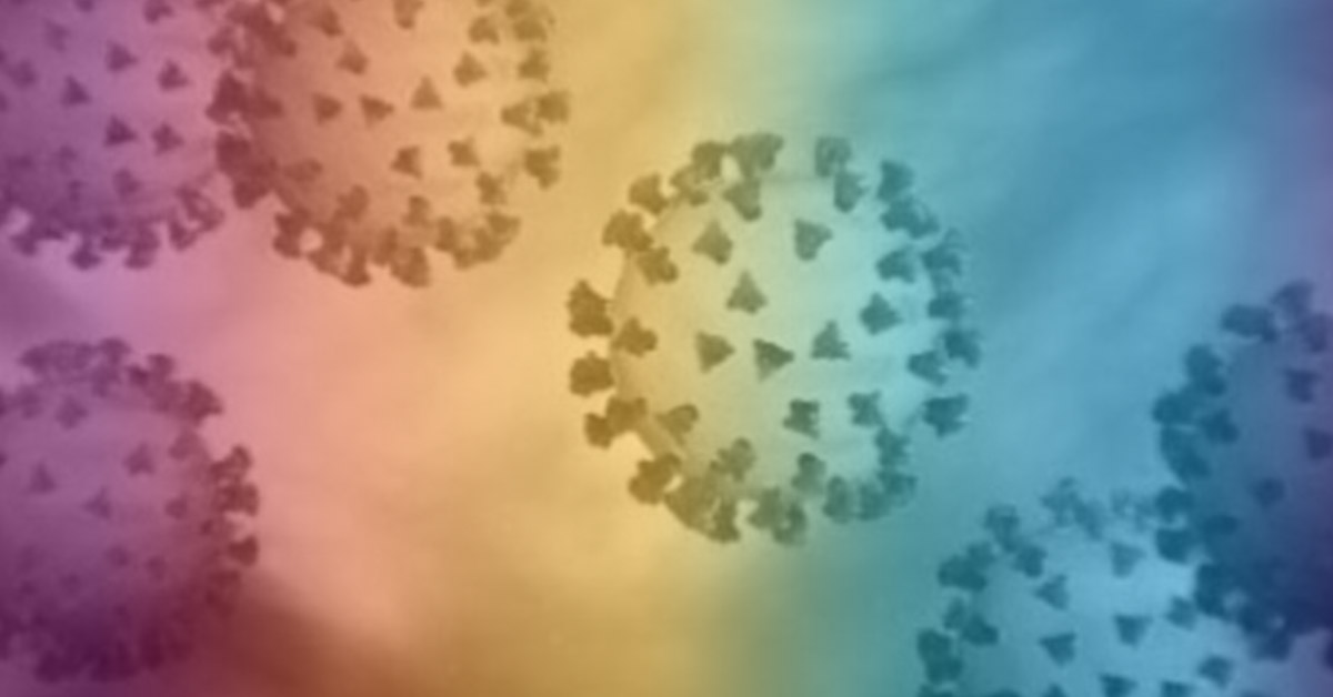 Coronavirus with rainbow overlay