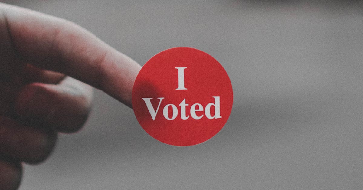 Red "I voted" sticker