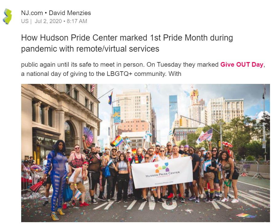 Screenshot of Hudson Pride Center media coverage