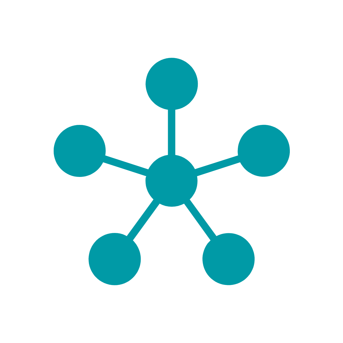 Green icon of connected dots in a network