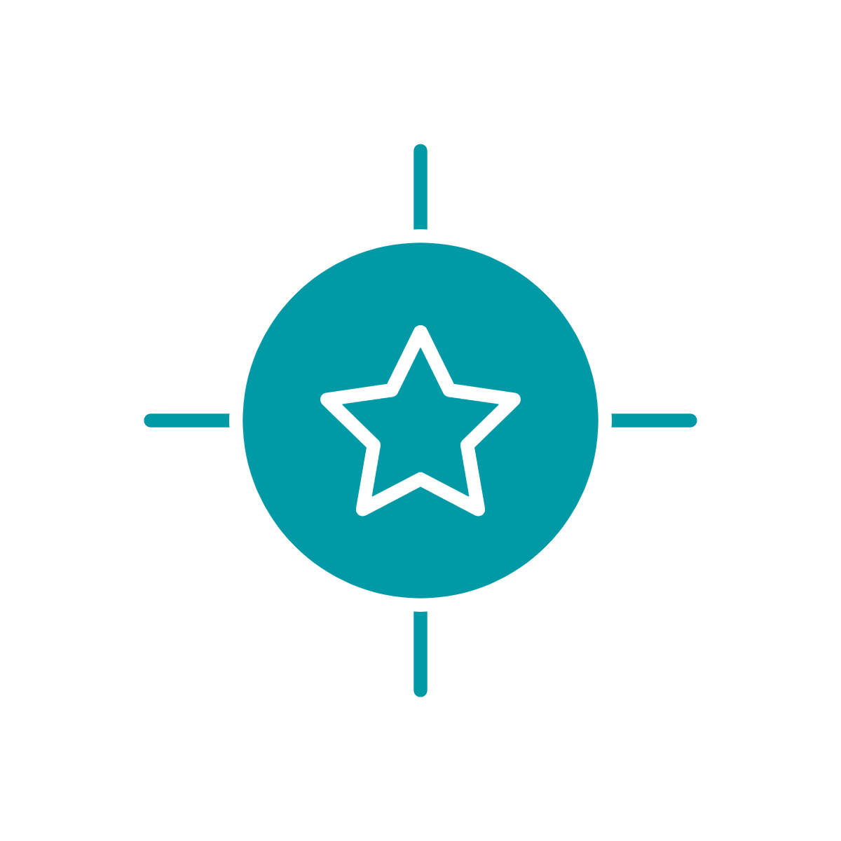 Green icon of star within target