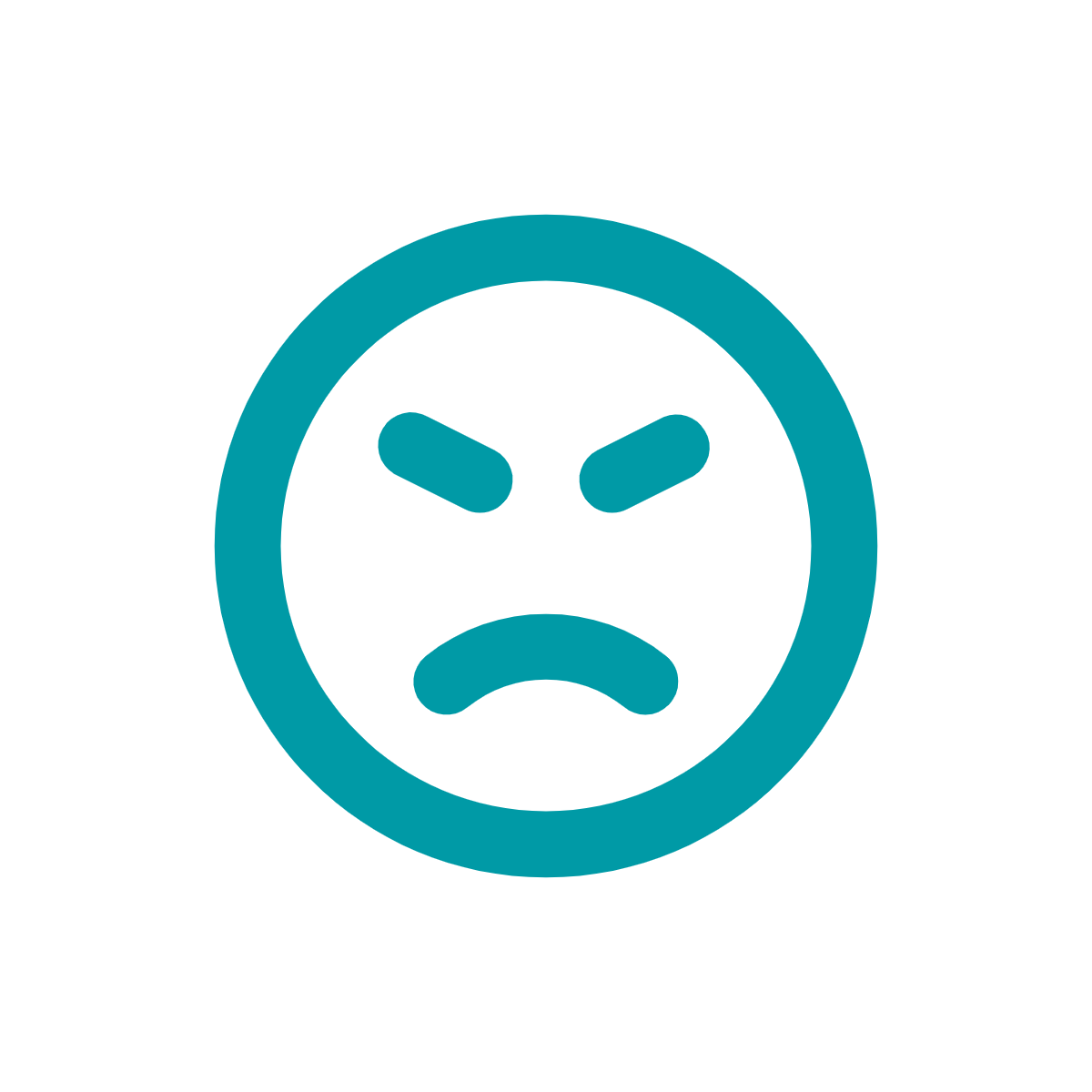Green icon of angry face