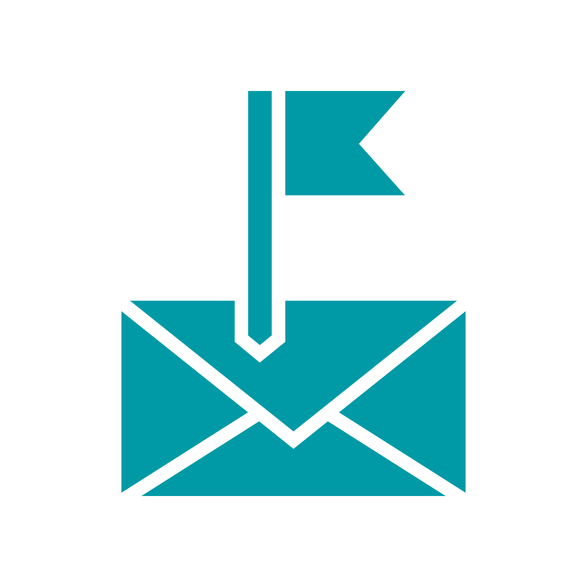 Icon of envelope with flag coming from the top