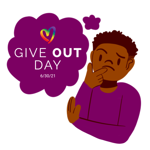 Illustration of individual thinking about Give OUT Day