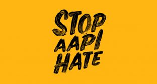 Handwritten text that reads, "Stop AAPI Hate"